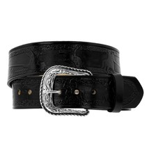 Black Western Wear Belt Cowboy Real Leather Hand Tooled Horse Engraved Cinto - £23.97 GBP