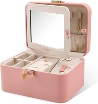 Kamier Jewelry Boxes For Women, 2 Layers Pu Leather Travel Jewelry Box,, Pink - £35.88 GBP