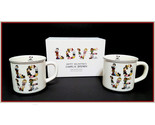 NEW RARE Pottery Barn Set of 2 Peanuts LOVE Decal Mugs 16 OZ Stoneware - $69.99