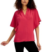 MSRP $60 Alfani Women Mixed-Media Flutter-Sleeve Blouse Pink Size Small - £15.44 GBP