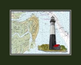 Tybee Island, GA Lighthouse and Nautical Chart High Quality Canvas Print - $14.99+