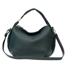 Bruno Rossi Italian Made Dark Green Extra Soft Deerskin Leather Small Hobo bag - £469.16 GBP