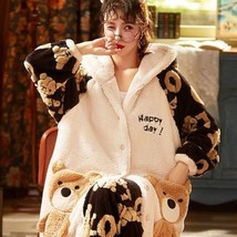 Teddy Bear Pajama Set Hooded Top Pants | Women Fleece Sleep Dress Robes ... - £101.65 GBP