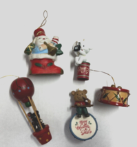 Lustre Fame Musical Animals Christmas Ornaments Lot Of 5 - £9.65 GBP