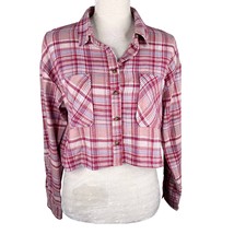 Stanton Arden Plaid Flannel Button Down Medium Cropped Wine New - $24.74