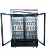 ATOSA MCF8721ES 2 TWO SWING GLASS DOOR FREEZER BLACK 54&quot; CASTERS Free Li... - $4,531.00