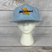 Vintage Missouri Spellout State Snapback Hat Shape Baby Blue Light Made ... - $14.99