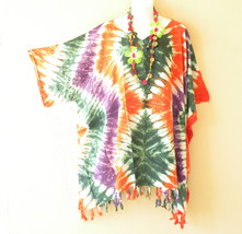 KG23 Tie Dye Batik Kimono Women Poncho Caftan Kaftan Tunic Blouse Top - ... - £19.90 GBP