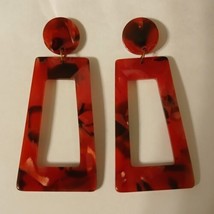 Multicolored Acrylic Rectangle Trapezoid Shape Drop Dangle Post Earrings - $9.90