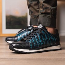Men's Shoes genuine crocodile and lizard fashion sneaker Portici Navy / Black image 12