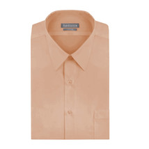 Van Heusen Men&#39;s Solid Peach Fitted Poplin Long Sleeve Dress Shirt - M - £15.56 GBP