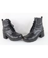 Vintage 90s Y2K Streetwear Womens 7.5 Distressed Chunky Heeled Combat Boots - $989.95 MXN
