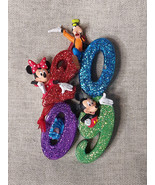 Disney Pixar Glittery 2009 Hanging Decoration With Mickey, Minnie &amp; Goofy - $21.73