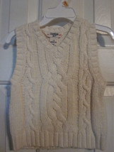 NWT - OshKosh B'gosh Boy's Size 12M Ivory Cable Knit V-Neck Sleeveless Sweater V - £15.97 GBP