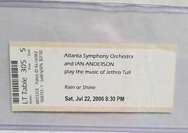 Jethro Tull Atlanta Symphony Orchestra - Original 2006 Concert Tour Ticket Stub - £7.99 GBP