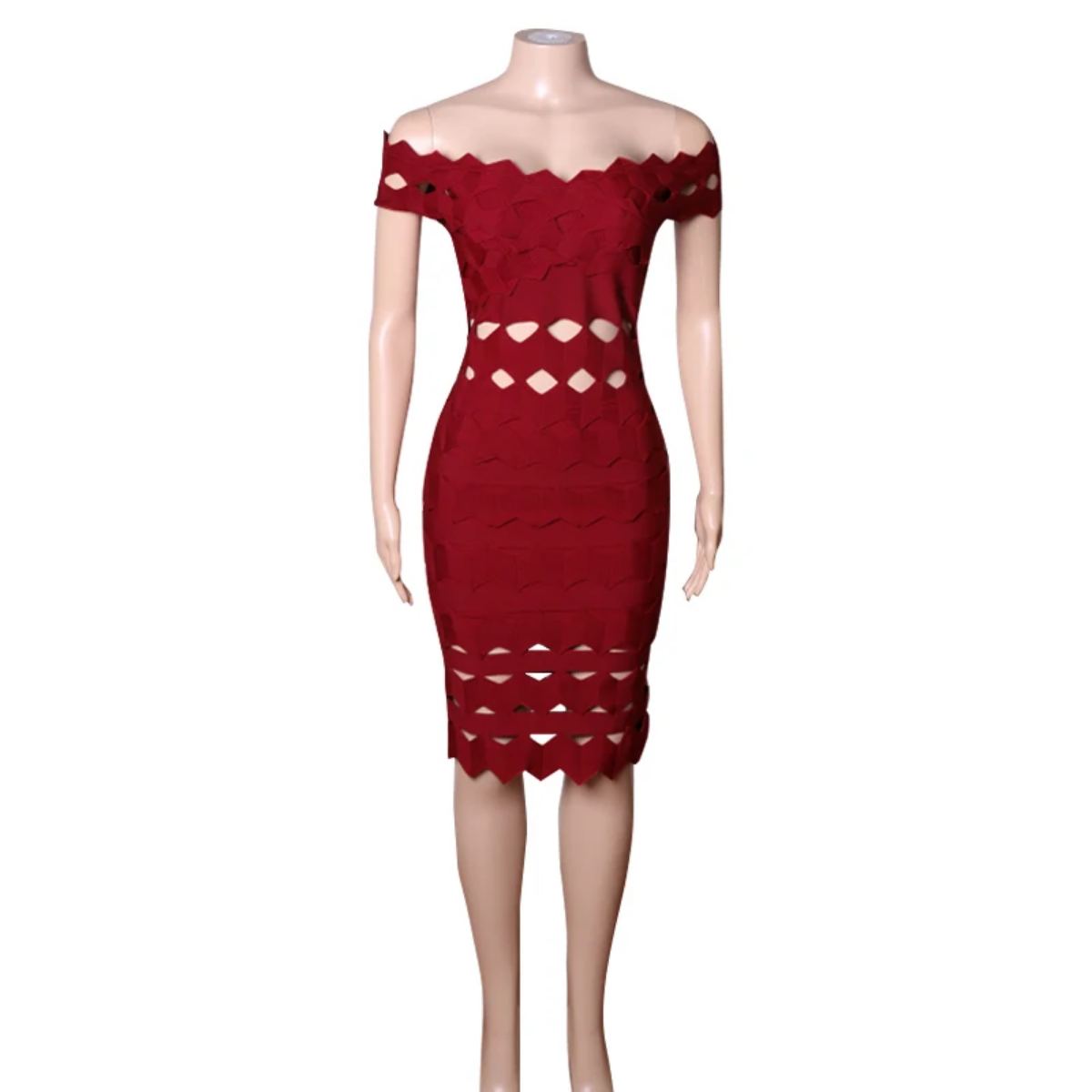 Summer Sexy Off Shoulder Burgundy Black Beige Blue Mini Bodycon Bandage Dress Item image 5