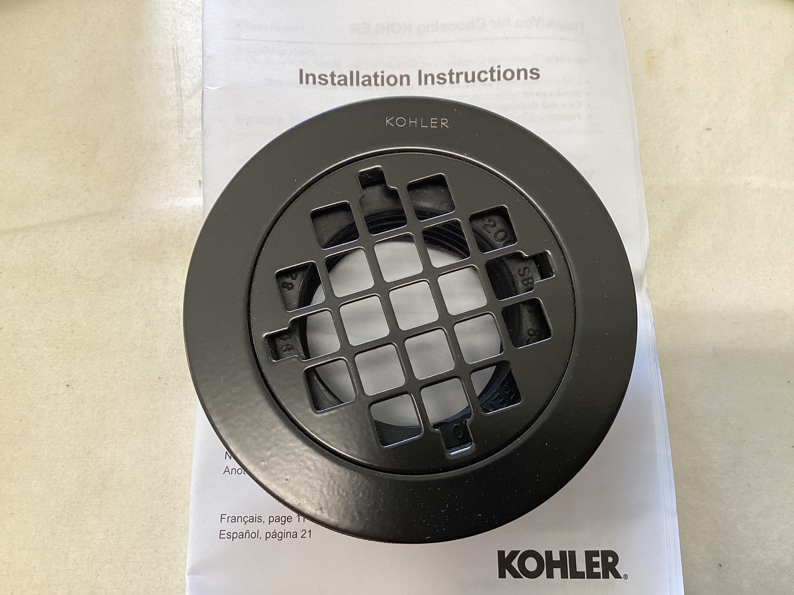 Kohler 9132-2BZ Round Shower Drain with Grid Strainer - Oil Rubbed Bronze - $34.90
