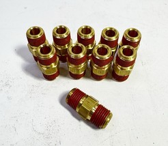 Qty-10 Parker 1/8” X 1/8” Male NPT Brass Hex Nipple Fitting With Thread ... - $334.03 MXN