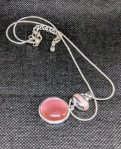 Pink Cats Eye Gemstone Necklace - £9.23 GBP