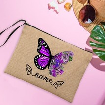 Custom Name Makeup Bag Personalised   Travel Linen Clutch Bags Women&#39;s Beach gle - £44.94 GBP