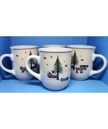 4 Meiwa Table Art Ginger Creek Mugs Cabin Tree Bear Deer Moose Canoe - $331.29 MXN