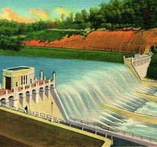 Ohio OH New Philadelphia Dover Dam Tuscara River UNP Vtg Linen Postcard Curteich - £3.06 GBP