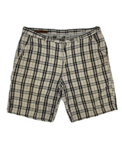 Perry Ellis Men Size 38 Ivory/Gray Plaid Casual Long Shorts Inseam 11&quot; - $6.30