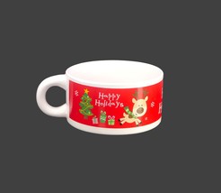 Christmas Happy Holidays soup mug. Reindeer, Christmas tree. Sold indivi... - $40.20