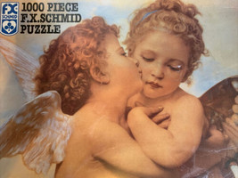 FX Schmid 1000 Piece Puzzle Cupid&#39;s Kiss #90207 E.M.Munier 20x27 Angel Cherub - $18.99