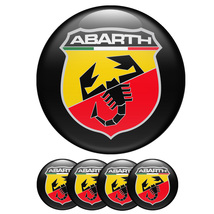 Set of 4 Fiat Abarth Logo Domed Sticker for Rim Center Wheel Hub Cap Emblem - £7.60 GBP+