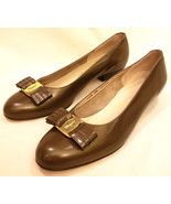 Salvatore Ferragamo Classic Pump Shoes Size-9B Caraway Brown Leather - £71.70 GBP