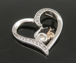 925 Sterling Silver - Vintage Topaz 2 Tone Snail Love Heart Pendant - PT18759 - £24.50 GBP