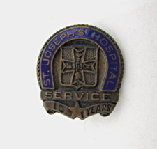 St Joseph&#39;s Hospital Service Award Five 10 Year Lapel Pin Enamel vintage - $12.86
