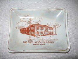 Glass Ash Tray Trinket Dish First Akron Building Mortage Financing Since... - $7.95