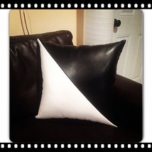 Cushion Cover Leather Pillow Throw Hair Decorative Genuine Decor Rug Black 17 - £7.15 GBP+