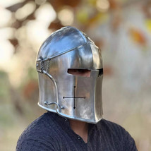 Medieval Barbuta Helmet Battle Warrior 18 Gauge Steel Armor LARP Cosplay... - $121.84
