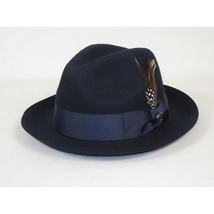 Men Bruno Capelo Fedora Hat Wool 100% Fine Australian Wool Marco MC941 Navy image 4