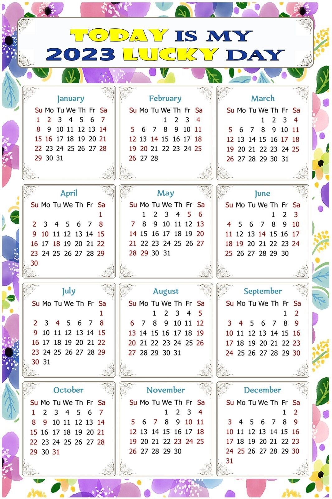 Primary image for 2023 Magnetic Calendar - Calendar Magnets - Today is my Lucky Day - v015