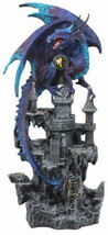 Ebros Hyperion Gemstone Midnight Dragon Protecting Stone Castle Figurine 11.75&quot;H - £32.76 GBP