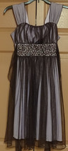My Michelle Purple Sleeveless Party Dress Mesh Beads Sequins Wide Straps Tie 12 - £10.11 GBP