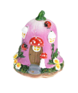 Pink Resin Fairy House 3.5 inch Toadstools Flowers Fairies Miniature Garden - $199.94 MXN