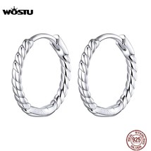 WOSTU Genuine 925 Silver Circle Hoop Earrings Weaving Geometry OL Style Big Earr - £16.05 GBP