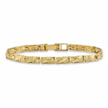 Mens Diamond Cut Textured Nugget 10K Gold 7&quot; Link 4MM Bracelet - £1,036.76 GBP