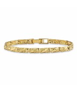 MENS DIAMOND CUT TEXTURED NUGGET 10K GOLD 7&quot; LINK 4MM BRACELET - £1,030.19 GBP