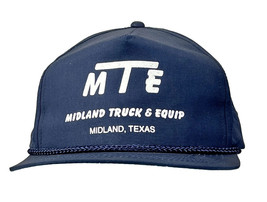 MTE Midland Truck and Equip Snapback Trucker Hat Blue Vintage Rope Cap T... - £11.00 GBP