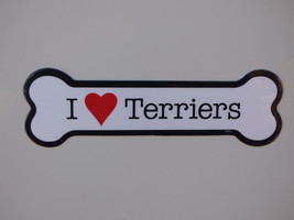 I Heart (Love) Terriers Dog Bone Car fridge Magnet 2&quot;x7&quot; Waterproof Made... - £3.98 GBP