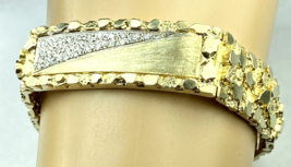 26DIAMONDS(.41 CTw)*NOS* 14K OPULENT *ID* BRACELET~SOLID GOLD NUGGET~48.34g - £5,103.13 GBP