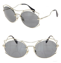 Miu Miu Scenique Evolution 50S Pale Gold Black Round Metal Sunglasses MU50SS - £139.56 GBP