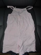 JANIE AND JACK PINK STRIPED SHORTALL SIZE 12/18 MONTHS GIRL&#39;S EUC - $19.71