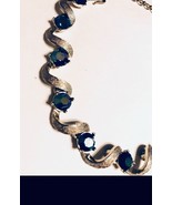 Vintage Necklace Coro Teal Green Rhinestone Gold Tone Retro Bridal Weddi... - $39.00